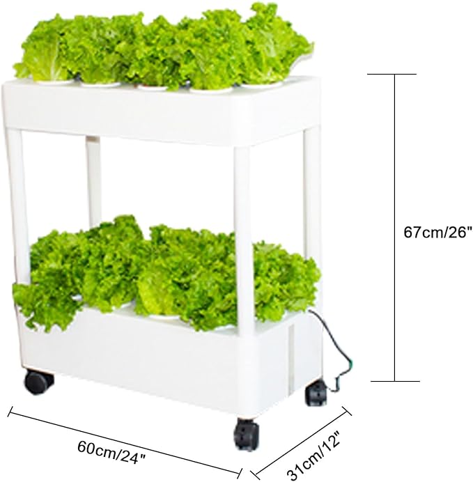 Hydroponics GardenIndoor Vertical Farming Garden Planter Smart Herb Garden with Timing Plug Automatic Watering for Home Indoor Gardening System(with Light2 Layer)