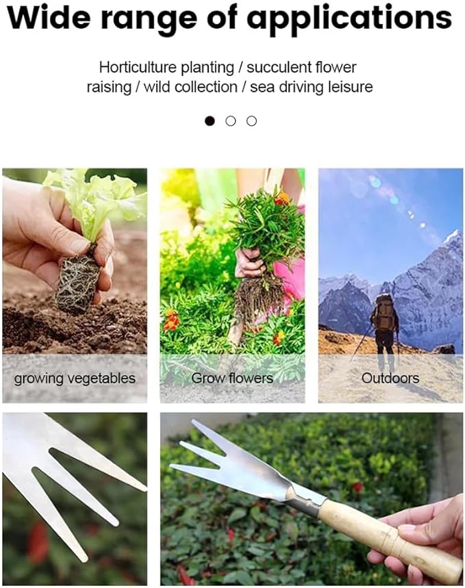 3 Pieces Mini Garden Tool SetStainless Steel Garden Hand TrowelWeeding Shovel Trowel and Rake Labor-Saving Hand Shovels for Digging Transplanting Planting Weeding Remover Tool