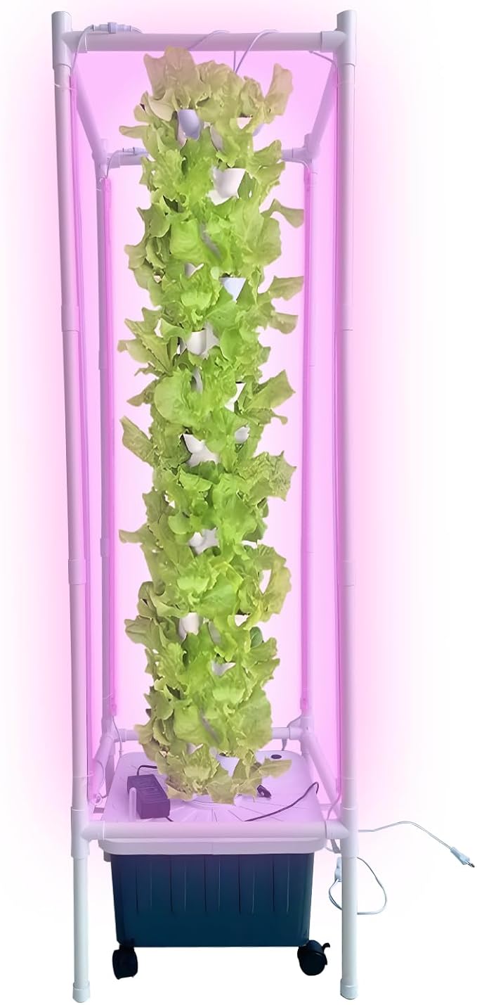 Hydroponics Growing System Kit with Lights Vertical Hydroponic Garden Tower Auto Water Circulate Hydroponics Tower Indoor Gardening System for Herbs Fruits and Vegetables