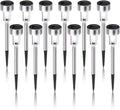 12PCS Solar Garden Stake Light Weatherproo for Outdoor Pathway LightingStainless Steel LED Landscape No Wires Required with Automatic Night Activation(White)
