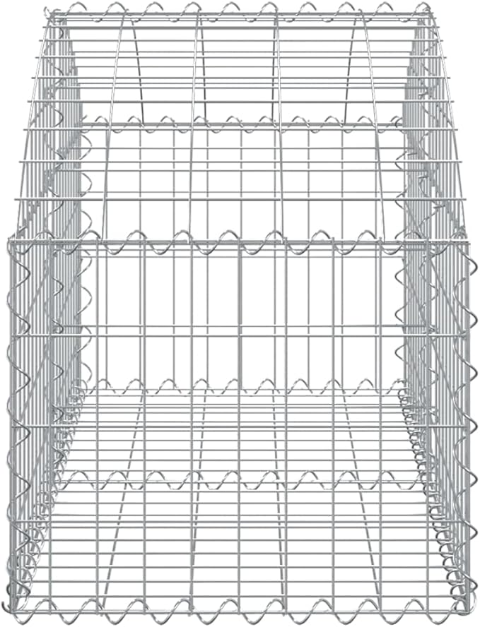 Arched Gabion Basket Silver Galvanized Iron 39.4 x 19.7 x 23.6 in Outdoor Planter for Garden Bed Sound Absorbing Durable Landscape Design
