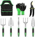 Garden Tool Set - 8 Piece Stainless Steel Plant Supplies Kit Floral Hand Tools for Weeding Loosening Soil Transplanting Cleaning Pruning