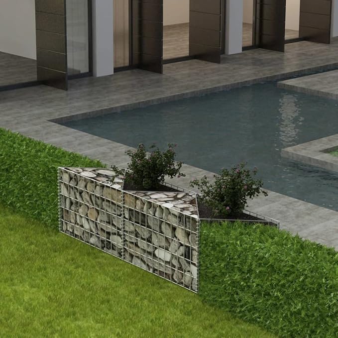 Gabion Basket Galvanized Steel 47.2x11.8x19.7 Gabion Raised Bed Gabion Cages Basket Steel Woven Gabion Net for Backyard Garden -AA