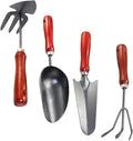 Toyvian Garden Hand Tool Set 4pcs with Extended Narrow Spade Triple Claw Rake Dual-use Hoe and Rake and Soil Scoop for Planting and Digging in Planters and Gardens