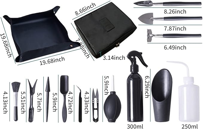 Garden Tool Set 15PCS Garden Planting Tool Set Bonsai Transplanting Gardening Tool Set Gardening Kit with Mini Planting Hand Tools for Indoor Miniature Garden Plant