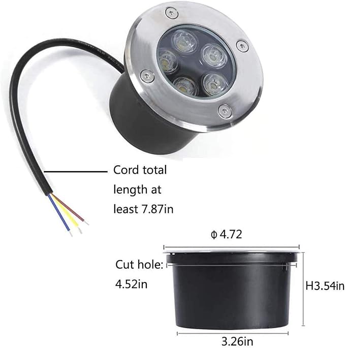 4PCS Underground Light LED 85-265V Landscape Lights IP67 Waterproof Path Light Underground Light LED Landscape In-ground Well Lights Decorative Spotlight Buried Lights