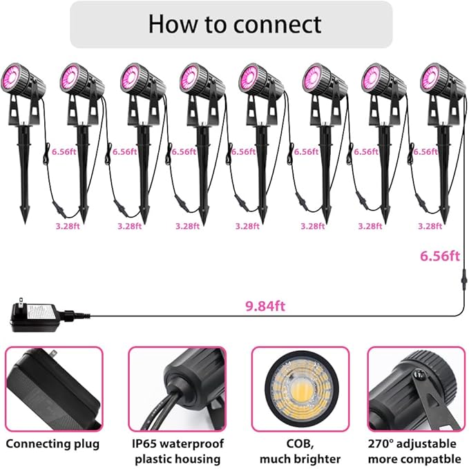 Smart Low Voltage Landscape Lights Bluetooth Landscape Lighting RGB Warm White LED Spotlights APP Control 12V 24W Outdoor Yard Spot Lights with Spike Stand Waterproof Garden Light Music Sync