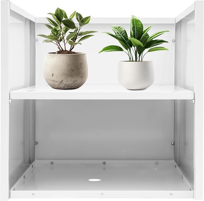Heavy-Duty Galvanized Steel Raised Garden Bed 26x26x26in - Elevated Planter Box with Removable Panel for Tomatoes/Herbs/FlowersRust-Proof Outdoor Metal Garden Kit for PatioBackyardBalcony (White)
