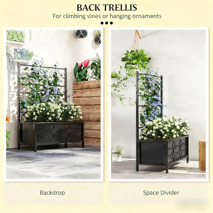 Garden BedOutdoor Planter Box Galvanized Raised Garden Bedwith for Climbing Vines