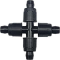 USA Made - 5 PACK Premium 1/2 Inch I.D 590 - .630 Drip Tape Irrigation Tubing 18mm Cross 4 Way Universal Perma-Loc Connector Barbed Locking Fitting - Fits All Brands Rainbird Netafim Etc. 18mm