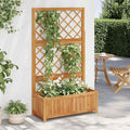 Solid Acacia Wood Raised Bed Planter Garden Fence with Trellis Galvanized Wire Retaining Wall for Patio &amp Landscape - Decorative Baskets &amp Cages