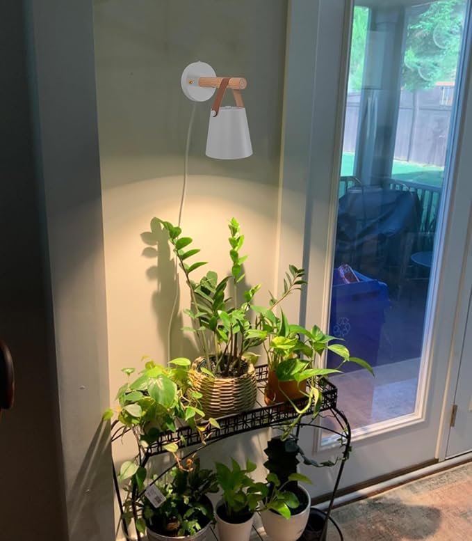2-Pack Hook Type Wall Mounted Plant Light for Indoor Growing Full Spectrum 4500K 10W Adjusted Angle &amp Light Beam Range 15°-60° Modern White Wall Lamps for Plants Flowers