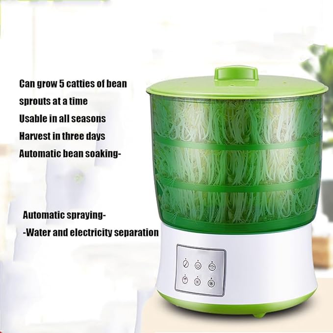 Large-Capacity Bean Sprout Machine for Home Use Can Rotate 360 Degrees to Spray Water for Planting for Soybean Mung Bean Radish Seedling