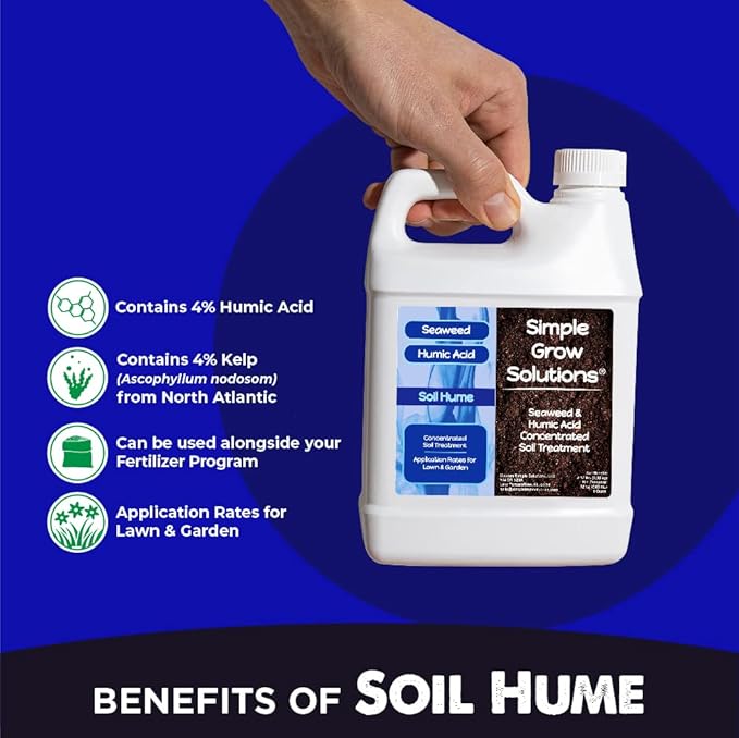 Organic Super Seaweed Humic Acid Blend- Liquid Sea Kelp for Grass and Plants - Soil Hume - Simple Grow Solutions- Natural Lawn &amp Garden Concentrate- Use with Fertilizer Program (32 Ounce)