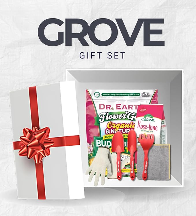 Plant Food by Dr. Earth Granules 4 lb Bundle with Rose-Tone Granules Plant Food 4 lb Microfiber Cloth Work Gloves Garden Tool Set – Granular Fertilizer for Vegetable Garden – Gift Set (5 Items)