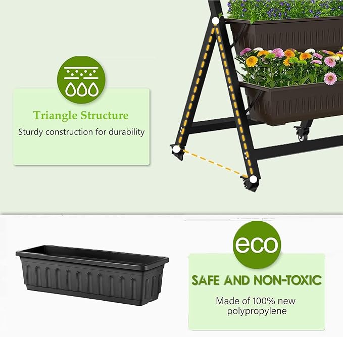Homdox 5-Tier Elevated Garden Bed- Freestanding Vertical Raised Bed for Gardening with 5 Garden Planter Boxes- Perfect to Grow Vegetables Herbs Flowers Indoor Black