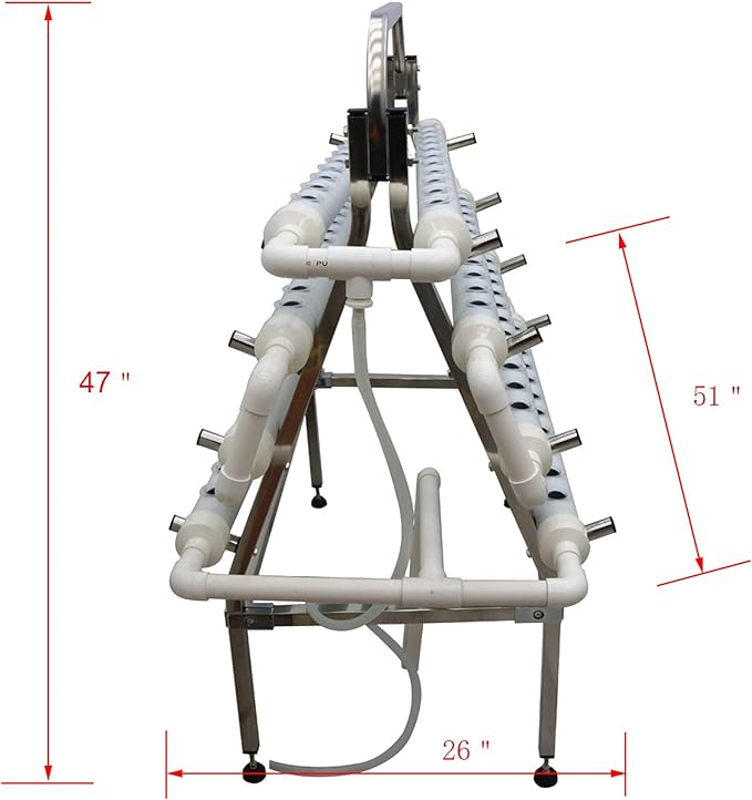 Hydroponic Growing System 88 Plant Site Hydroponics Gardening Grow Trapezoidal 8 Pipes Planting System Stainless Steel Holder with Planting Sponge and Hose for Vegetable Cultivation