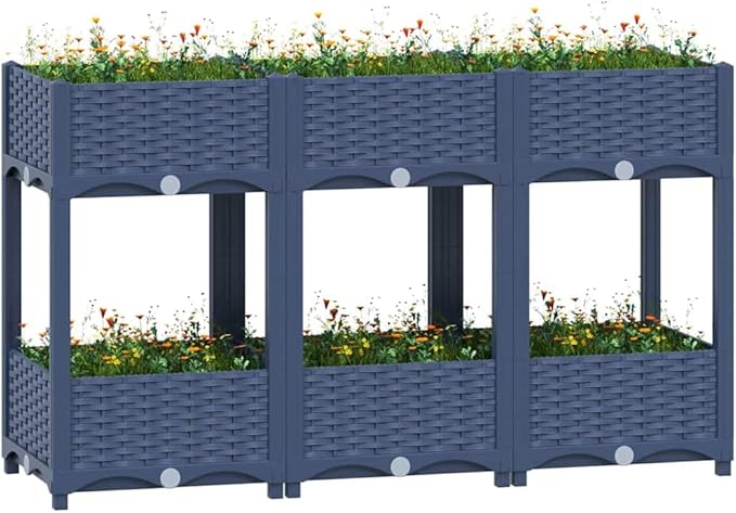Large Blue Grey Raised Bed Polypropylene Spacious Gardening Pots &amp Planters 310407