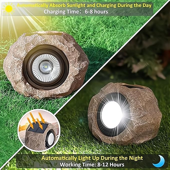 1/2/4 Solar Rock Lights Outdoor – IP65 Waterproof Solar Spot Lights for Yard Path &amp Landscape – Auto On/Off for GardenSidewalks Patios &amp Outdoor Decor (2)