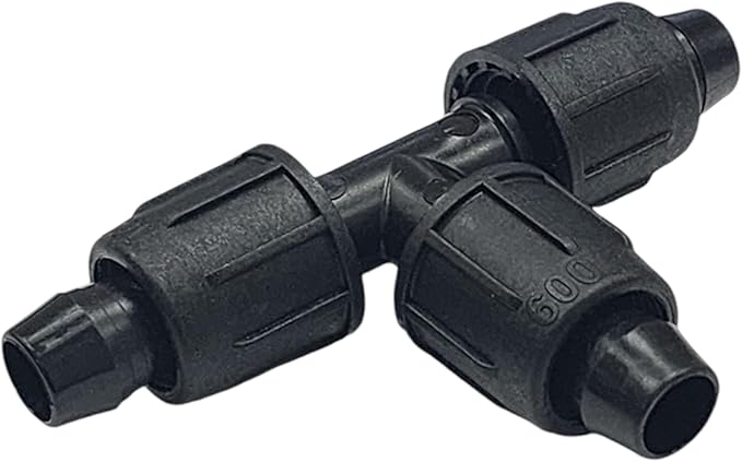 USA Made - 5 PACK Premium 1/2 Inch I.D 540 - .620 Drip Tape Irrigation Tubing 17mm Tee Universal Perma-Loc Connector Barbed Locking Fitting - (Fits All Brands Rainbird Netafim Etc. 17mm