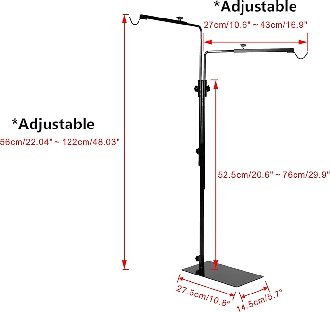 Plants Grow Stand 2-Lights E26 Base Adjustable Angle &amp Height with 5.9Ft Plug Timer Cord Free Placement for Plants Promotes Growth(Bulbs Sold Separately)