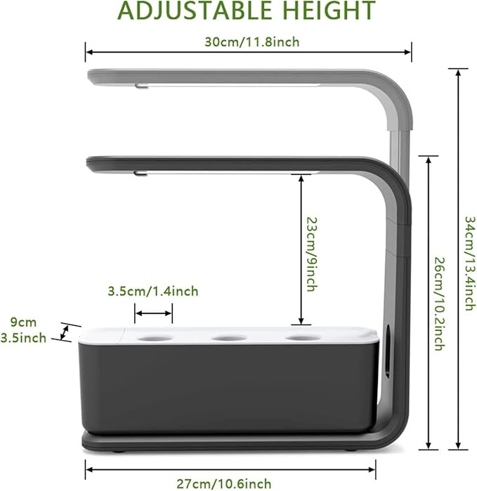 Pveanns Hydroponics Growing System 3 Pods Hydroponics Growing System Indoor Garden with LED Grow Light Automatic Timer Germination Kits Height Adjustable for Home Kitchen