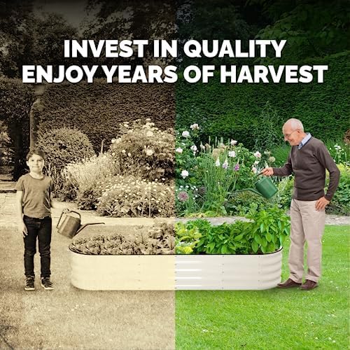 dzo 8x2x1.4 ft Galvanized Steel Raised Garden Beds Outdoor 12-in-1 Large Modular Metal Raised Garden Bed with 7 Coating Layers for Vegetables Herbs Flower - Ivory