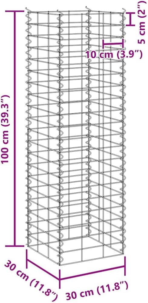 78.7 in Silver Gabion Raised Planter Box 11.8 x 11.8 in Iron Garden Bed Modern Outdoor Metal Planters for Flowers Vegetables Patio Yard Gardening