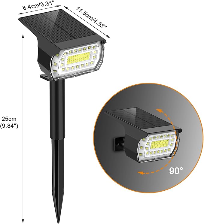 LANSOW Solar Spot Lights Outdoor [8 Pack/76 LED] 2-in-1 Solar Landscape Spotlights 3 Modes IP65 Waterproof Dusk to Dawn Solar Powered Flood Wall Lights for Outside Yard Garden Pathway(Cool White)