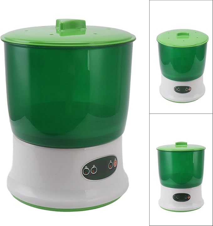 JTLB Bean Sprouts Machine 3 Layer Automatic Seed Sprouter Kit with Pressing Plate for Home Kitchen Countertop Large Capacity Bean Sprouts Grower Germination Kit (US Plug 110V)