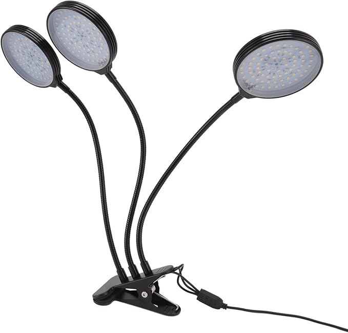 LED 45W Plant Grow Lamp with 3 Adjustable Heads USB Powered - Flexible 360° Bend Waterproof Design for Indoor Plants and Succulents