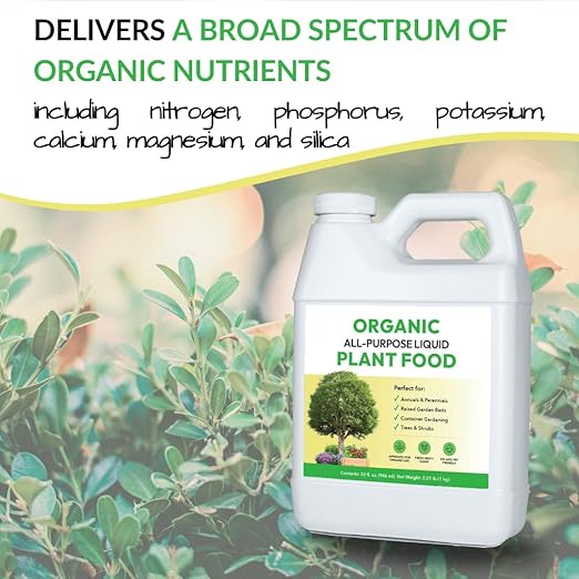 Organic All-Purpose Liquid Plant Food - Use on All Outdoor Plants: Flower Beds Vegetable Gardens Container Gardening | Concentrated Liquid Fertilizer Alternative (32oz 2 Pack Mixes to 64 Gallons)