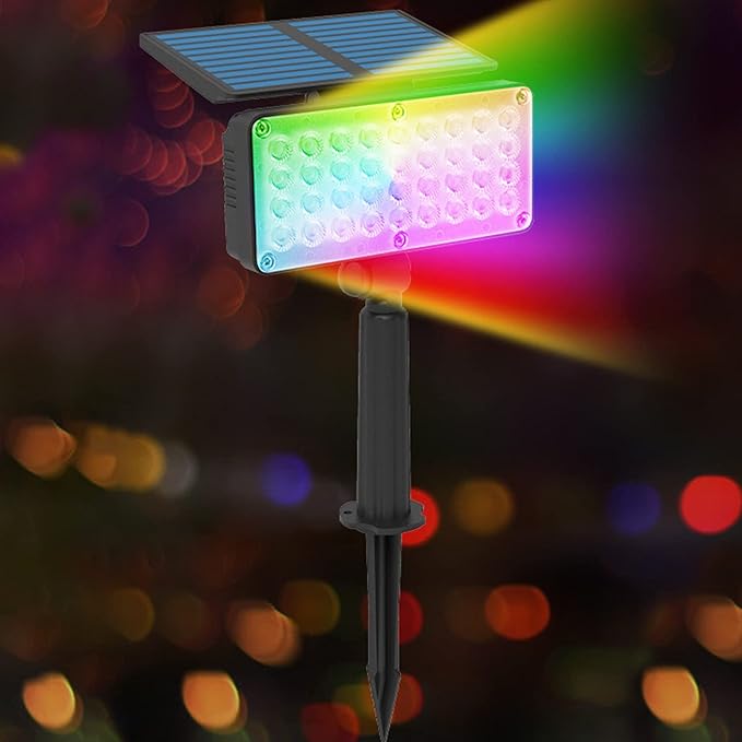 LED Outdoor Solar Lights Waterproof Landscape Spotlights RGB Garden Lights Wireless Solar Powered Outdoor Lights/Lighting for Yard Walkway Driveway Porch Patio