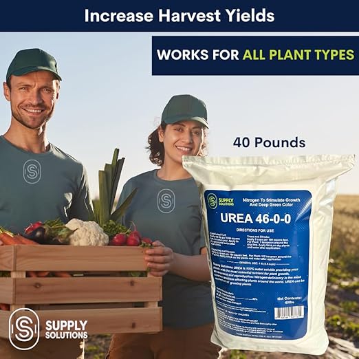 Supply Solutions Urea 46-0-0 Nitrogen Fertilizer to Stimulate Lush Growth and Deep Green Color - Plant Food Plant Fertilizer for Plants Lawn Garden - Bloom Booster for Flowers Fruits (40 Pounds)