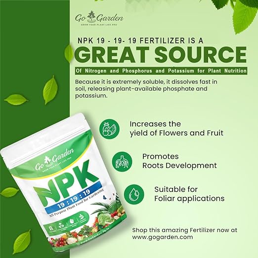 Go Garden NPK 19-19-19 Fertilizer – 400g Water-Soluble All-Purpose Plant Food | Balanced Nitrogen Phosphorus Potassium for Flowers Fruits Vegetables &amp Indoor Plants | Fast Growth &amp Bloom Boo