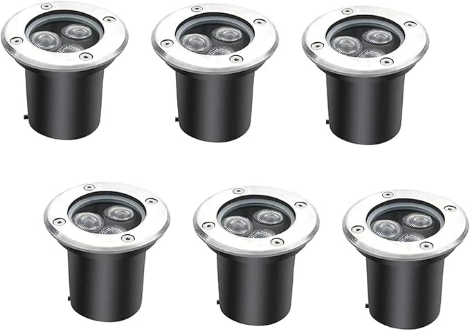 Round Recessed LED Spotlight 3W Ground LED Landscape Lights IP67 Waterproof Stainless Steel Outdoor Buried Lights for Garden Path Deck Yard Garage Illumination 6Pack(Red3W-AC24V)