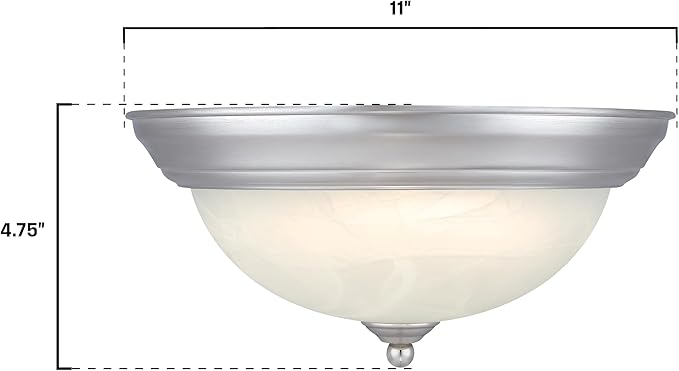 Westinghouse Lighting 6137100 Dubrow Traditional One-Light 11 Inch 14 Watt LED Indoor Flush Mount Fixture with Color Temperature Selection Brushed Nickel Finish White Alabaster Glass Shade