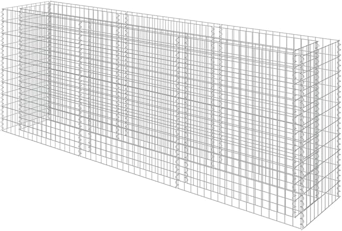 vidaXL Gabion Steel Raised Bed - Large Capacity Silver Galvanized Planter Proof and Weather- Mesh Grid Stabilized for Garden Patio Easy Assembly