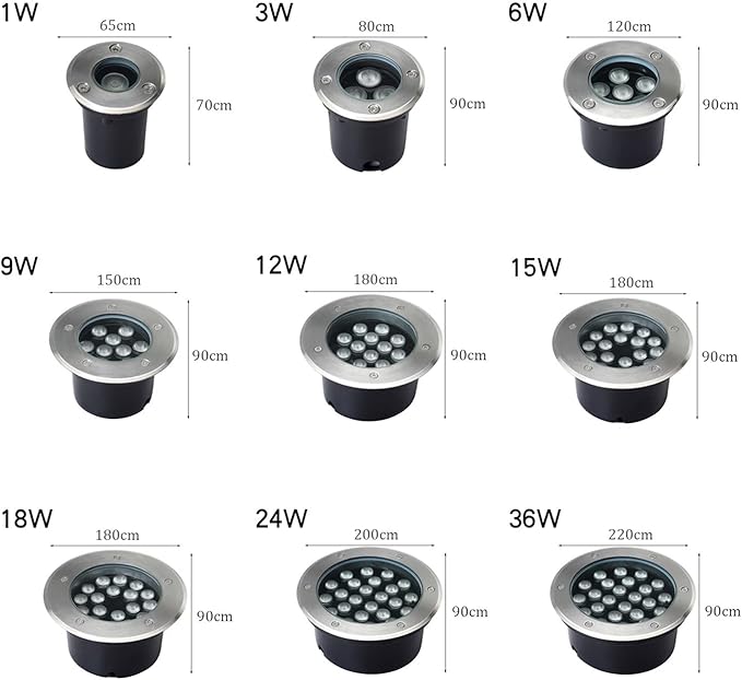 Outdoor Ground Light LED Well Lights IP66 Waterproof Garden Round Underground Spotlights AC85-110V for Garden Yard Tree Pathway Landscape Light