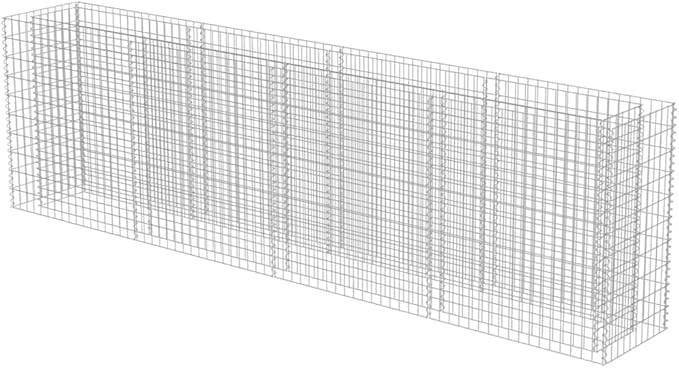 vidaXL Rectangular Gabion Raised Bed in Galvanized Steel - Sturdy and Durable Flower or Plant Bed - Weather- and Proof - Large Size