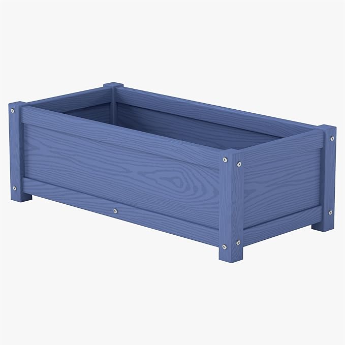 HDPE Planter Box All-Weather Outdoor Garden Bed Easy to Assemble Drainage System Low Maintenance Non-Fading for Flower/Herb/Seed (Navy)