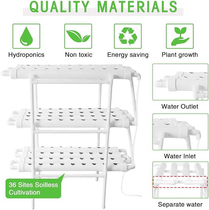 Hydroponics Growing System Kitindoor Hydroponics Growing System108 Plant Sites 3 Layers Food-Grade PVC-U Pipes Hydroponic Grow Kit Gardening System For VegetablesFruitsherbaceous(Upgraded Version)