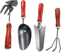 HOMSFOU 4pcs Gardening Hand Tool Set with Small Metal Shovel Narrow Extended Spade Dual-use Hoe and Rake and Soil Scoop for Planting and Digging in Garden and Flower Pots