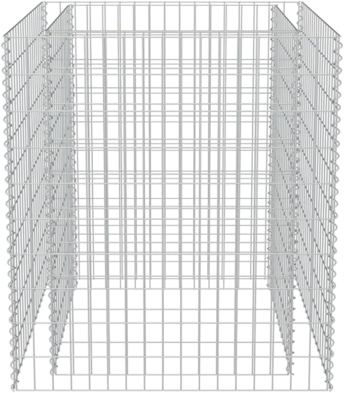 vidaXL Gabion Raised Bed in Galvanized Steel 35.4x35.4x39.4 – Rustproof Weather-Resistant High Load Capacity - Perfect Garden Patio Planter with Sturdy Grid - Silver