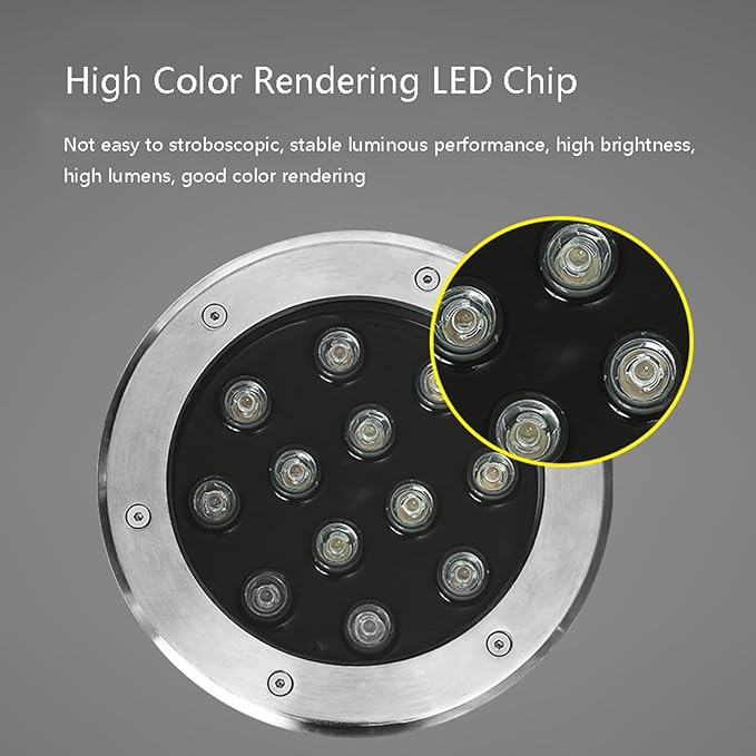 LED Ground Buried Light Recessed Underground Lights IP66 Waterproof Low Voltage Outdoor Embedded Spotlight for Garden Pathway Patio Deck Villa Landscape Light DC12/24V