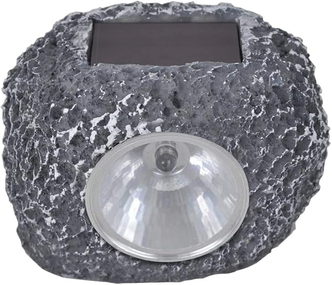 vidaXL Outdoor Solar Powered LED Spotlights Set of 12 Stone Shaped Lights for Garden Yard Pathway Lighting | Energy Efficient Durable Automatic Night Illumination Light Lamp Spotlight Wall