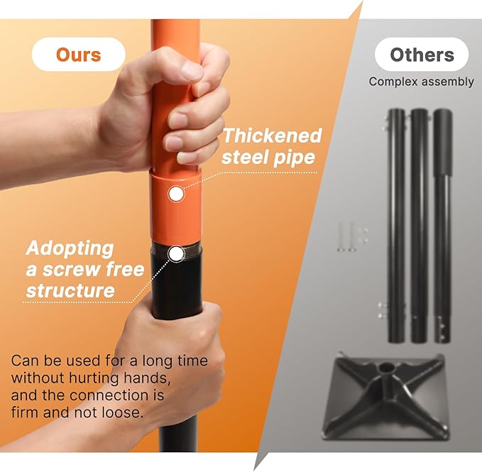48 Inch Steel Hand Tamper Tool 8x8 Inch Heavy Duty Ground Tamper and Soil Compactor for Landscaping Yard Garden Pavers - Manual Tamping Tool for Dirt Leveling Soil Compaction