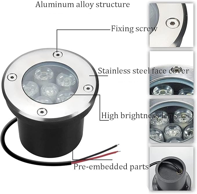 Ground LED Landscape Lights - Recessed LED Spotlights 24V Outdoor Buried Lights Ground Spotlight IP67 LED Outdoor Waterproof Embedded Floor Lamp Lawn GardenRed-36W(24V)