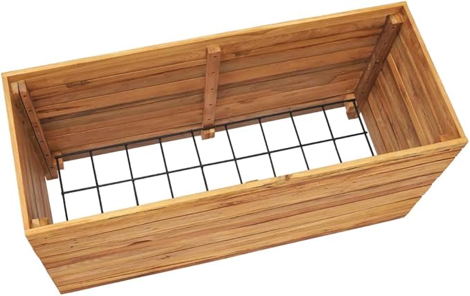 Raised Bed 39.3x15.7x21.6 Recycled Teak and Steel rWeight-35 lbs