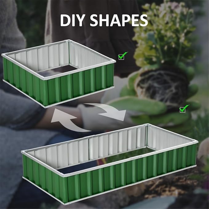 Garden BedEasy to Assemblefor VegetablesFruitsHerbs Flowers Metal Raised Garden(68.5 L x 35.5 W x 11.75 H). (Green)